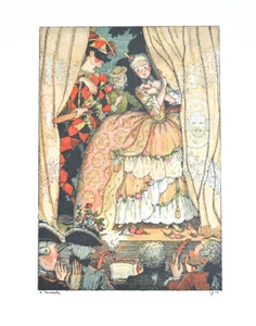 1916 Harlekin Arlecchino Commedia dell’arte Theater Konstantin Andreevic Somov - Picture 1 of 1