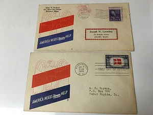 POSTAL COVER AMERICA NEED YOUR HELP 1943 AND 1948 - Picture 1 of 2