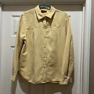 Relativity Woman's Top Stitched Yellow Button Up Faux Suede Jacket Medium - Picture 1 of 5