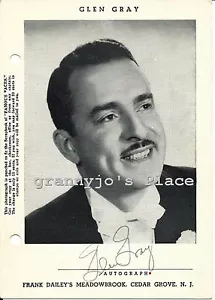 Fotografía firmada de 1940 del líder de la Big Band, Glen Gray en el salón de baile Meadowbrook - Imagen 1 de 1