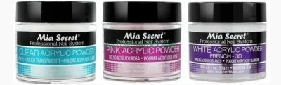 Mia Secret Acrylic Nail Powder 3D White, Pink, Clear - 1 oz Bottle -MADE IN USA