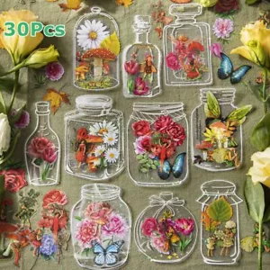 30Pcs Transparent Dried Flower Bookmarks DIY Handmade Book Mark Flower Page Clip - Picture 1 of 12