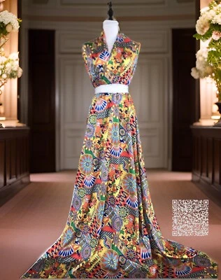 Hochwertig Majolika-Print Seide Satin Stoff Meterware von Mariotti Italien - Bild 1 von 4