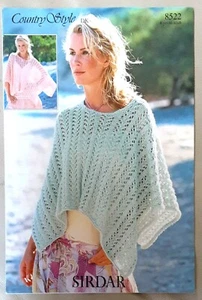 New Original Sirdar Country Style Dk 6yrs To ADULT Poncho Knitting Pattern 8522 - Picture 1 of 4