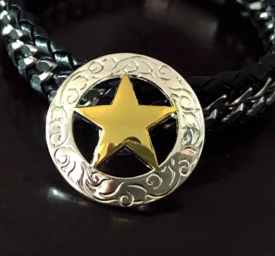 5PCS 29MM Western Gold Silver Plated Texas Star Saddles Rope Side CONCHOS  SET - Image 1 of 4