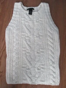 THE LIMITED Size M, Sleeveless Off-White Chunky Cable Fisherman's Sweater Summer - Picture 1 of 2