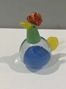 Vintage Pier 1 Kunst Glas Hahn Huhn Glas Briefbeschwerer Figur bunt - Bild 1 von 12