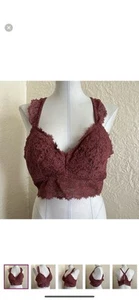 Aerie Racerback Eyelash Floral Logo Lace Bralette XL - Picture 1 of 10