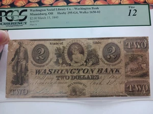 1840 $2 Washington Bank Of Miamisburg, Ohio PCGS F-12 Serial Number 20! - Picture 1 of 4