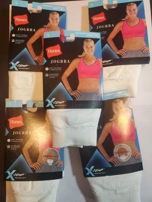 Sujetador deportivo 5 Hanes Jogbra sin costuras sin aros pequeño Xtemp blanco Foto 1 de 2