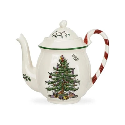 Christmas Tree 32oz Teapot with Peppermint Candy Cane Handle - Earthenware, F... - Image 1 of 4