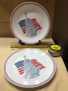 1991 Corning Corelle Statue Of Liberty American Flag Plate 10 1/4"/Lot of 2 - Picture 1 of 18
