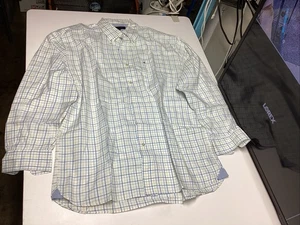 CAMISA DE VESTIR CLÁSICA TOMMY ALGODÓN GRANDE OXFORD A CUADROS AZUL AMARILLO BLANCO BOTÓN - Imagen 1 de 5