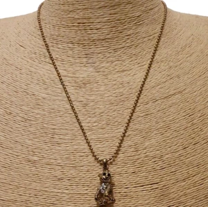 Gold Tone Monkey Pendant Necklace Beaded Chain Crystal Boho Women's Fashion Gift - Picture 1 of 9
