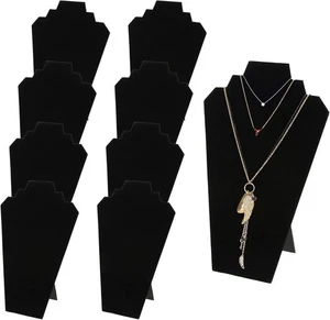 Necklace display stands black velvet jewelry easel pack of 9 - Picture 1 of 7
