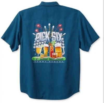Tommy Bahama EMBROIDERED PICK SIX SILK Camp Shirt $168 MEDIUM, LARGE, XL, 2XL - Image 1 of 3