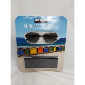 Kirkland Signature KS17 M50 Polarized Aviator Sunglasses Smoke Grey w/ Case New - Picture 1 of 4