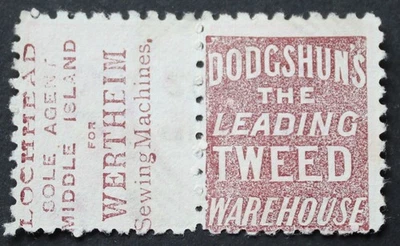 New Zealand 1893 One Penny Wertheim & Dodgshuns 1st setting pair SG 218f used - Изображение 1 из 2