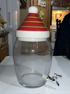 Sombrero de Papá Noel de vidrio dispensador de bebidas tarro de bebidas 1,7 galones SIN BASE hogar real Foto 1 de 4
