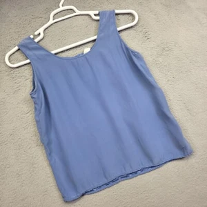 Liz Claiborne Silk Top Womens M Blue Classic Relaxed Flowy Minimalist Blouse - Picture 1 of 10