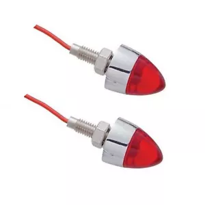 Red LED Light Bullet Spike Mini License Plate Frame Fasteners Bolt Nut Pair - Foto 1 di 2