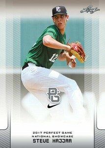 STEVE HAJJAR 2017 LEAF PERFECT GAME "Blue" PARALLEL ROOKIE CARD! LTD 25!