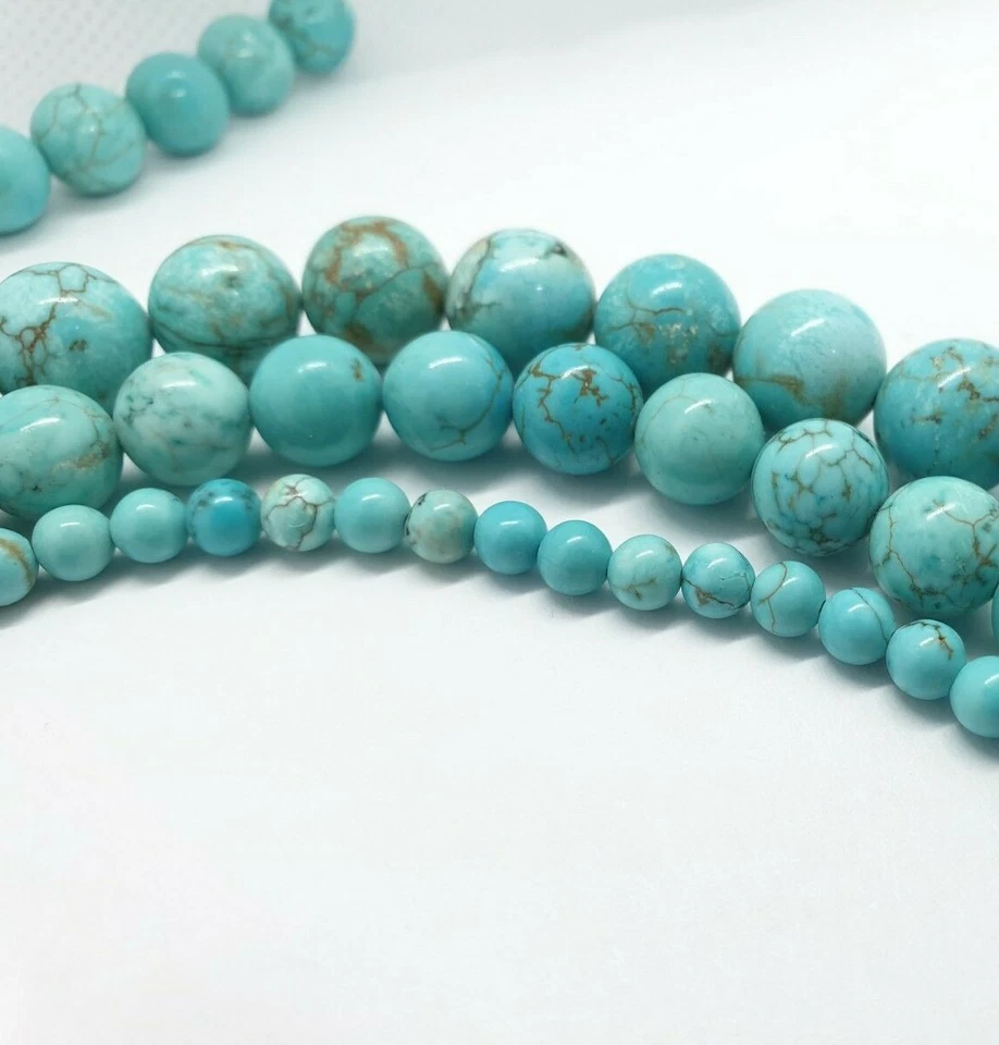 Turquoise Beads 12mm 8mm Round DIY Bracelet Jewellery Making Glitter Bead Stone - Image 1 of 1