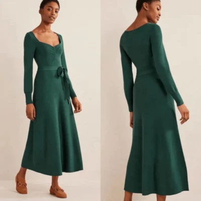 Boden emerald green sweetheart knitted midi dress women’s size 10 - Image 1 of 4
