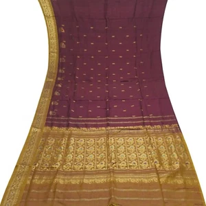 Vintage Purple Saree 100% Pure Silk Zari Handwoven Premium Sari 5YD Craft Fabric - Picture 1 of 6