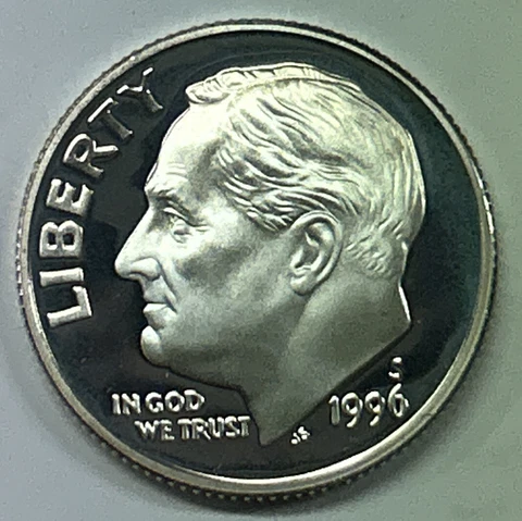 1996 S Proof Silver Roosevelt Dime From Proof Set With Free Shipping Cover
