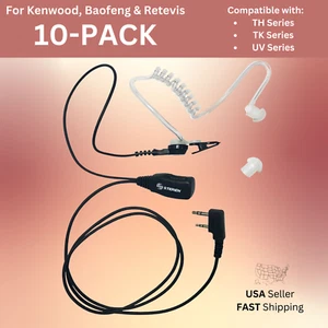 10x Walkie Talkie Security Earpiece for Kenwood & Baofeng Radios TK-3360 TK-3160 - Picture 1 of 14