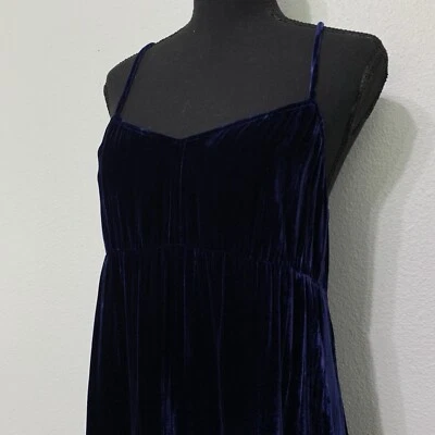 Madewell измельченный бархат Midi скольжения платье маленький синий каприз Fairy Grudge - Изображение 1 из 4