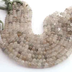 1 Strand Green Dot Quartz Smooth Roundelles - Plain Semiprecious Rondelles - 8mm - Picture 1 of 4