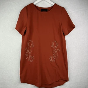 Minkpink Women’s Size Small Orange Floral Flowers Short Sleeve Shirt Dress - Picture 1 of 11