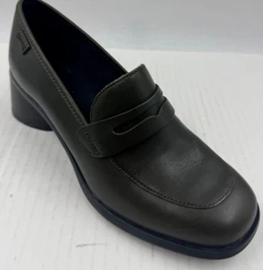 Camper Kiara Women's Shoes Sz 7.5 Olive Green Leather Penny Loafer Block Heel - Picture 1 of 10