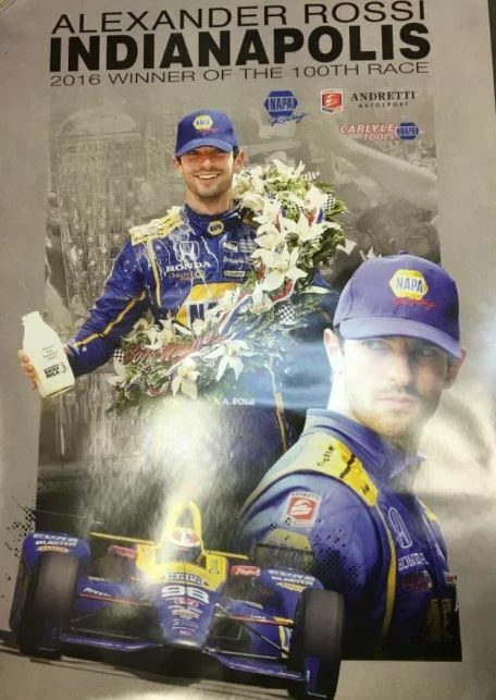 Póster Alexander Rossi 2016 campeón de Indy 500 ganador 3' x 2' Foto 1 de 1