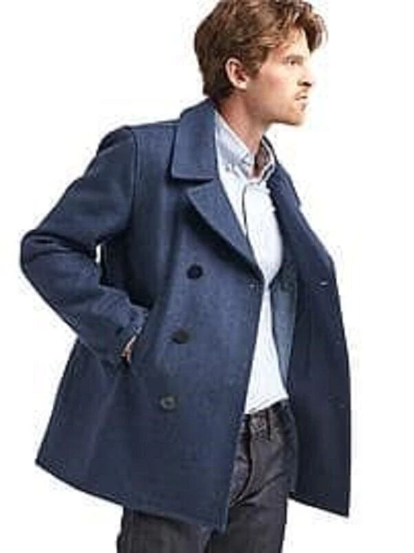 GAP NAVY DOUBLE BREASTED WOOL PEACOAT COAT JACKET $198.50 #353495 NWT XL X-Large - Image 1 of 1