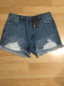Shorts FASHION NOVA Size L NWT Distressed Cut Off Jeans Trailblazer High - Picture 1 of 4