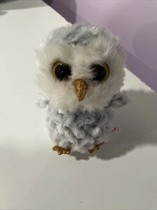 Ty Beanie Boo "Owlette" die Eule mit goldenen Glitzeraugen - (6 Zoll) - Bild 1 von 5