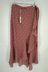 Max Studio Wrap Skirt Women's L Pink Red Floral Wrap Tie Side Detail NWT - Picture 1 of 7