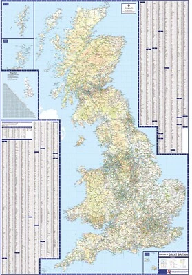 Great Britain A-Z  Roads Motorway London Wall Map Laminated Wall Map 120X83cm - Image 1 of 4