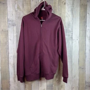 Hanes Boys Size XL 16/18 Beet Color Hoodie Long Sleeve w/Zip Front - Picture 1 of 15