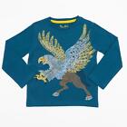 Mini Boden Boys T Shirt Blue Eagle Top Super Stitch Round Neck Long Sleeve Gift