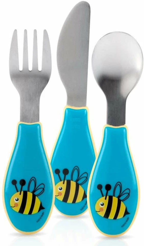 Nuby Stainless Steel Utensil, 3 Piece (Blue) - NEW - Image 1 of 1