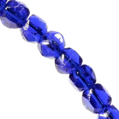 Lot (50) Czech vintage cobalt blue English cut faceted glass beads 4mm - Image 1 of 3