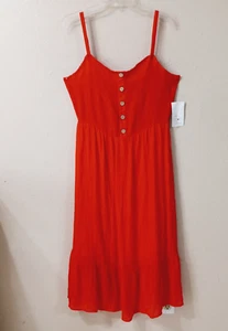 LOVE DELIRIOUS WOMEN ADJUSTABLE STRAP SUMMER STRETCH DRESS SIZE 2X ORANGE 5463 - Picture 1 of 8