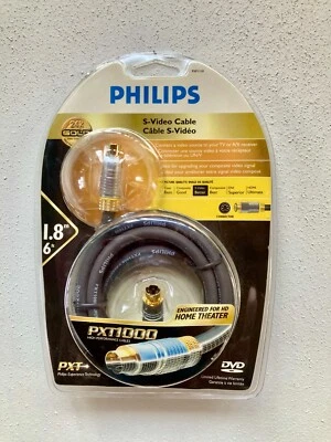CABLE S-VIDEO PHILIPS PXT1110 6 FT CONECTORES CHAPADOS EN ORO 24K NUEVO Foto 1 de 2