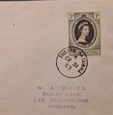 Tristan Da Cunha 1953- Lye Stourbridge GB QEII Coronation 3d Postal History C6 - Image 1 of 3