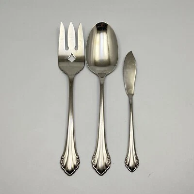 Oneida Stainless Bittersweet / Repose 3Pc Serving Set Floral Rogers - Image 1 of 4