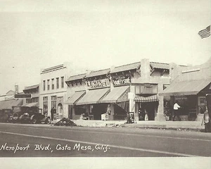 Costa Mesa alte Autos Newport BLVD Lewis Market 1930er Fotodruck 1202 11" x 14" - Bild 1 von 1